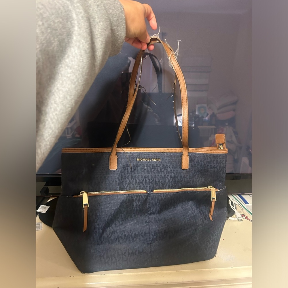 Navy and Brown Michael Kors Bag